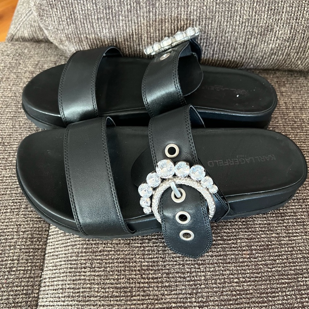 Karl lagerfeld embellished strap slide size 7.5